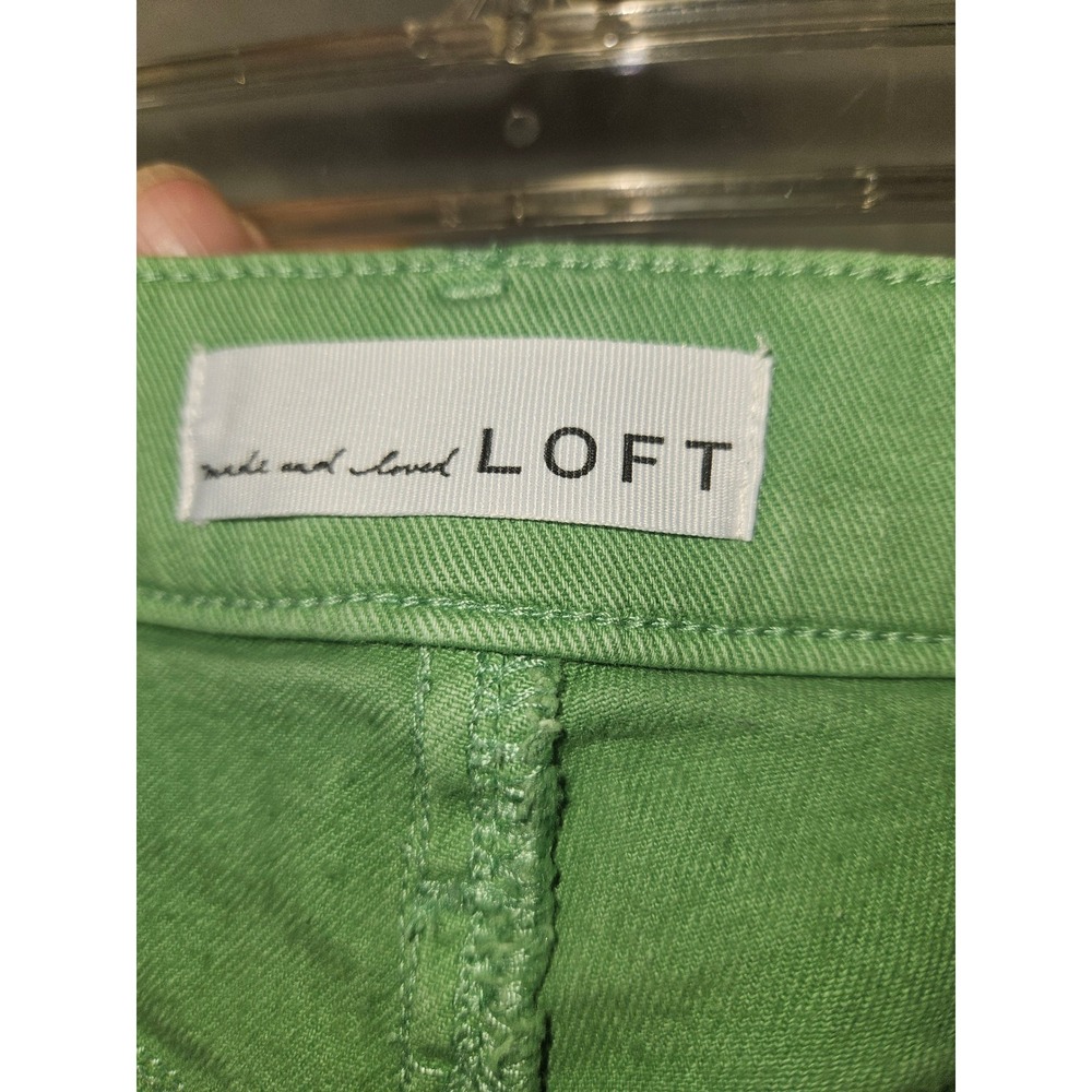 Loft The Kick Crop Green High Rise Flared Jeans Size 31 12 Made and Loved - Picture 7 of 12